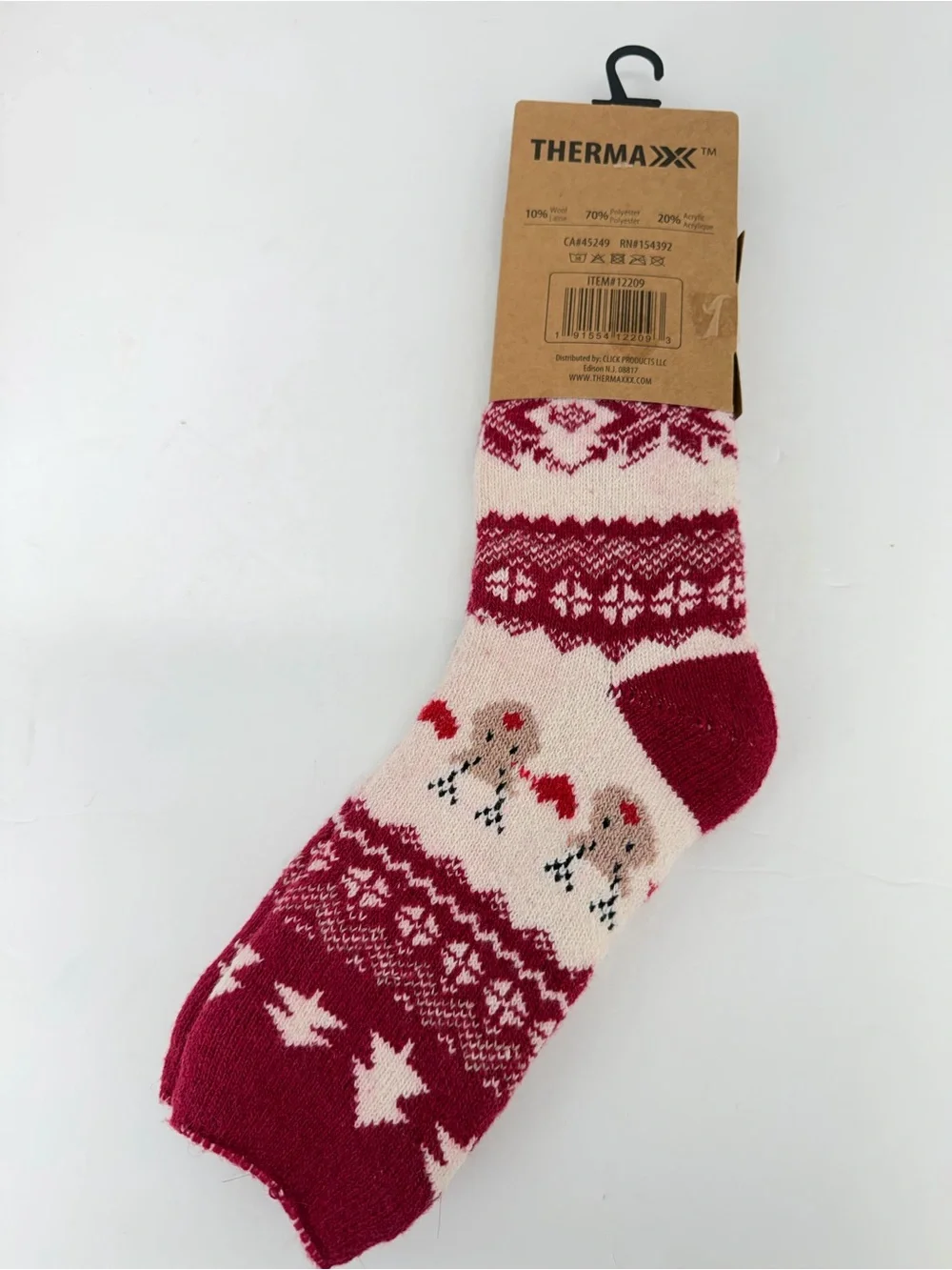 Thermax size 9-11 Women’s Red White Holiday Winter Thermal Wool Blend Socks NEW